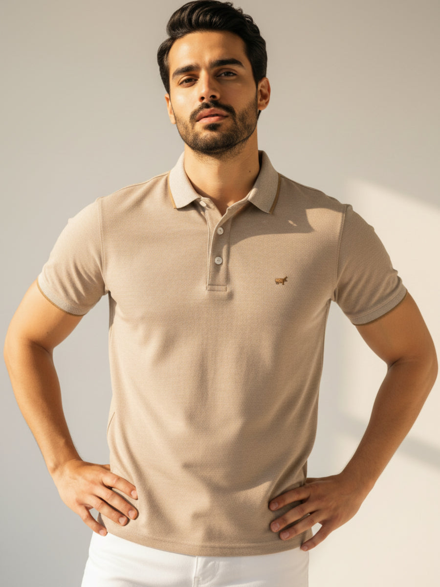 Melange Beige Polo Shirt