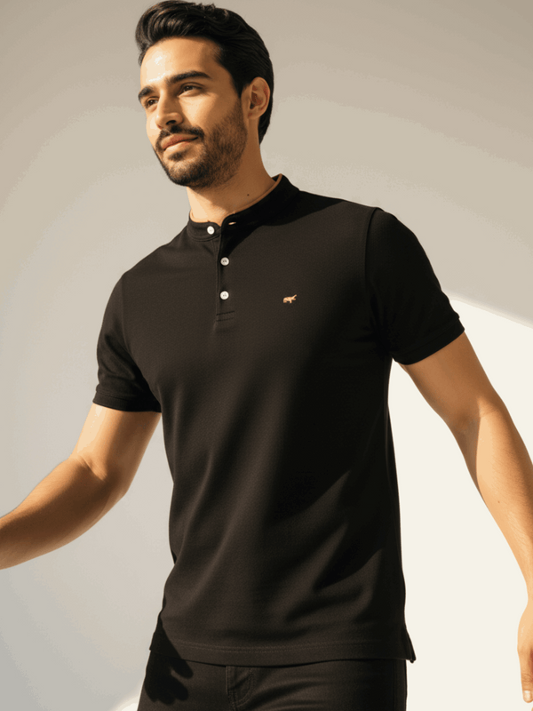 Mandarin Collar Polo Shirt