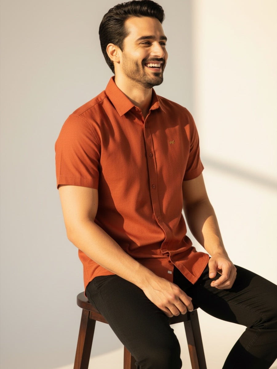 Rust Half-Sleeve Shirt