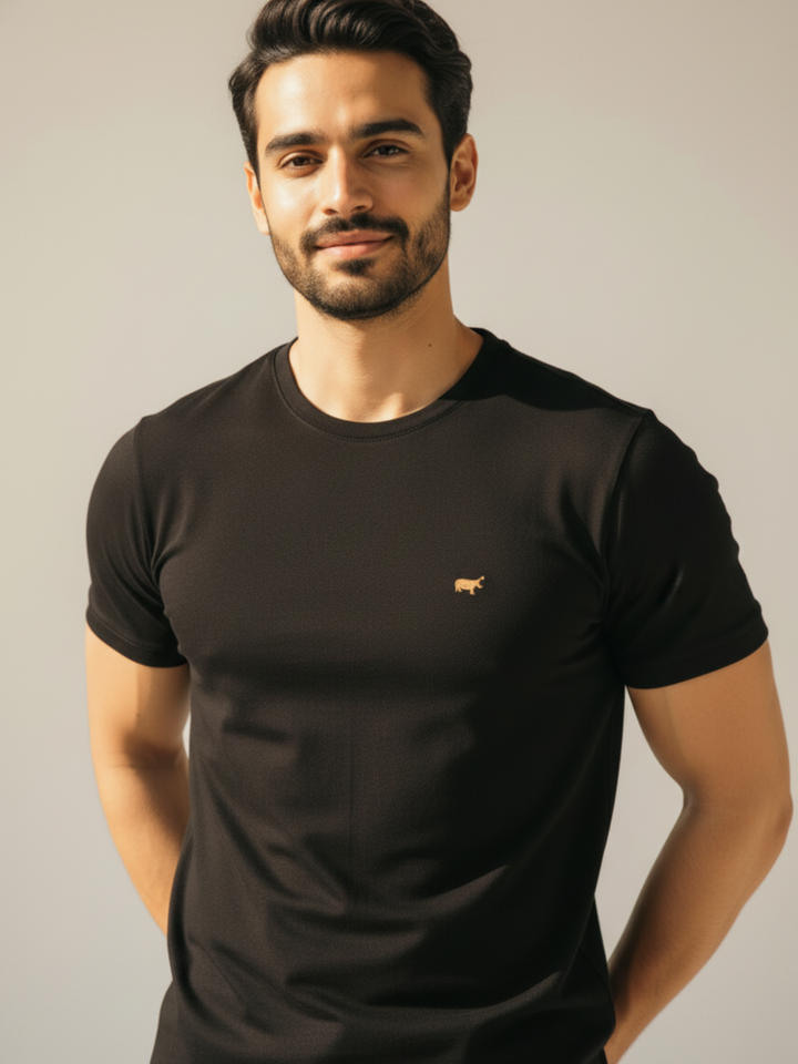 Black Round Neck T-shirt - Braclo