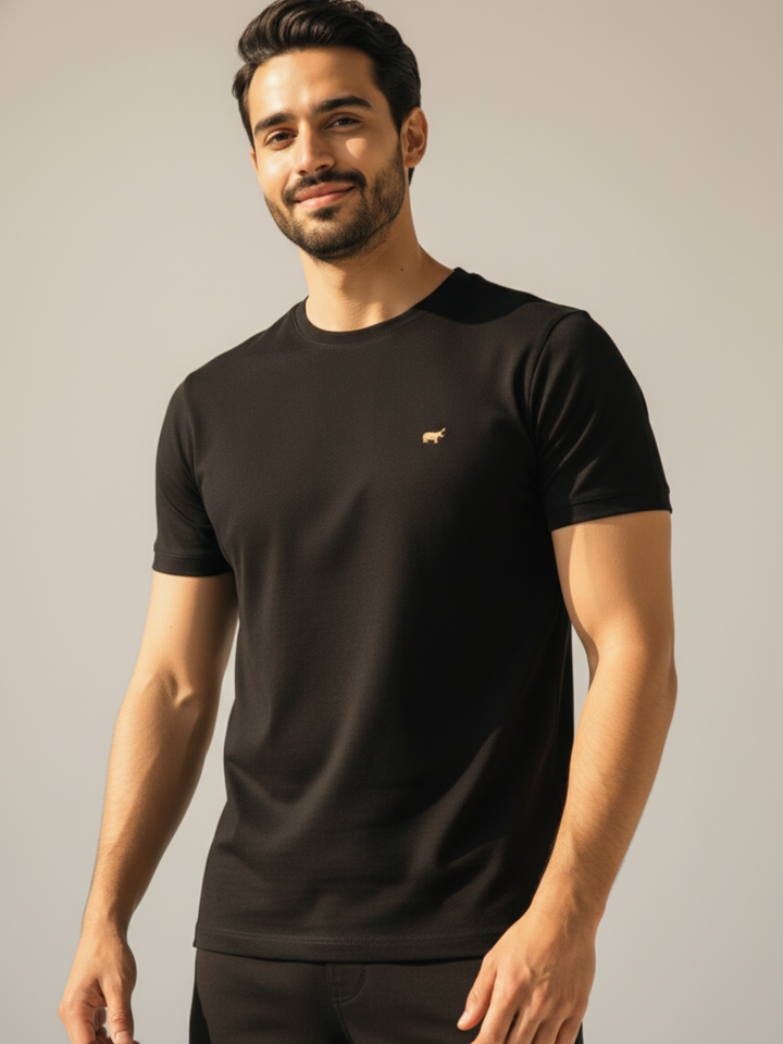 Black Round Neck T-shirt - Braclo
