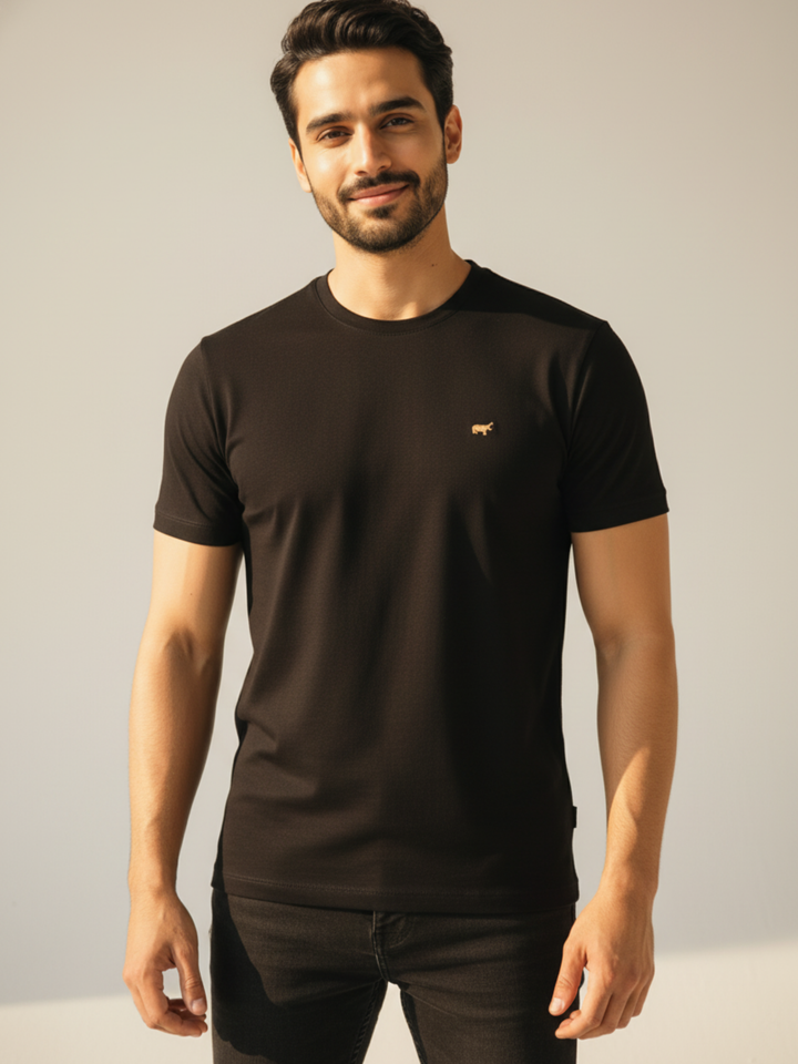 Black Round Neck T-shirt - Braclo