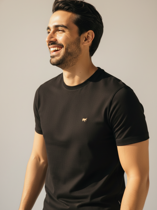Black Round Neck T-shirt - Braclo