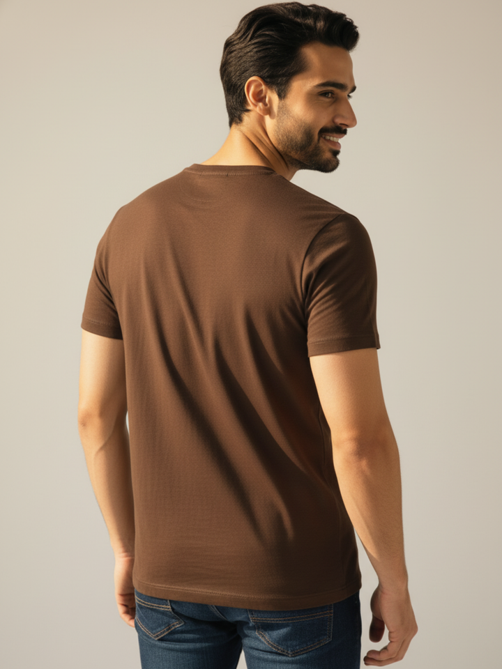 Brown Round Neck T-Shirt - Braclo