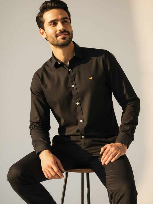 Black Button-Down Shirt