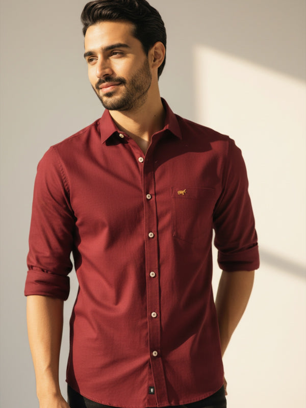 Maroon Button-Down Shirt