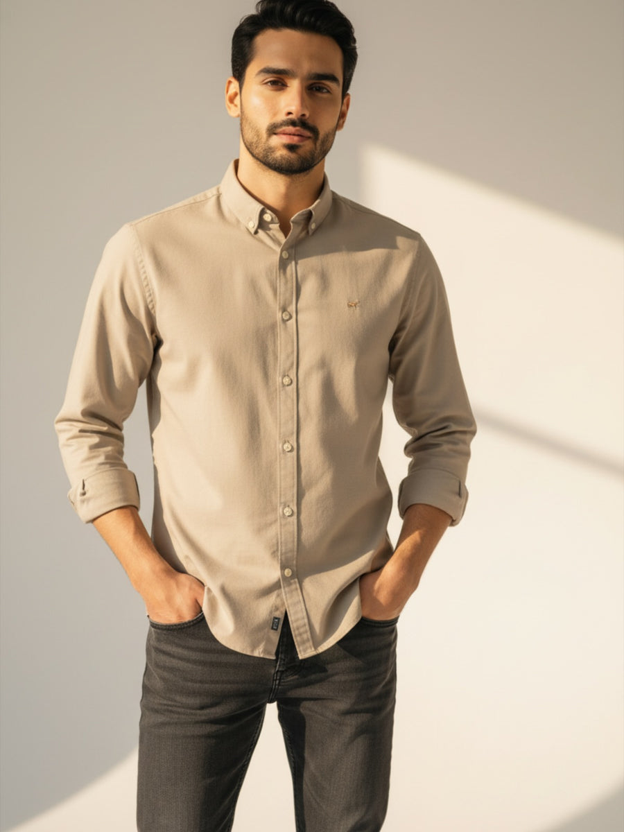 Khaki Button-Down Shirt