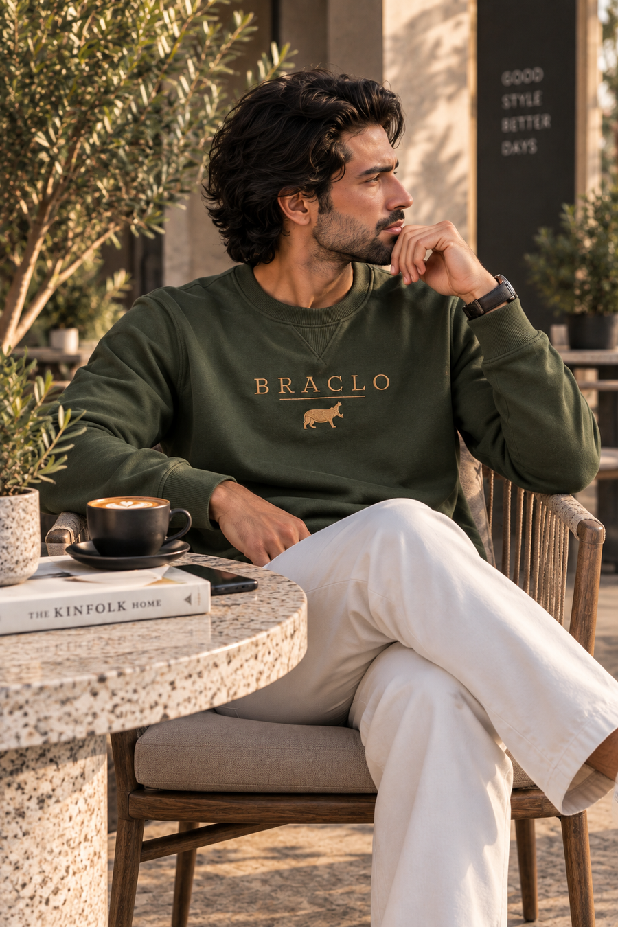 Olive Round Neck Sweatshirt