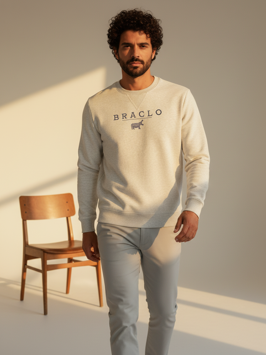 Grey Melange Round Neck Sweatshirt