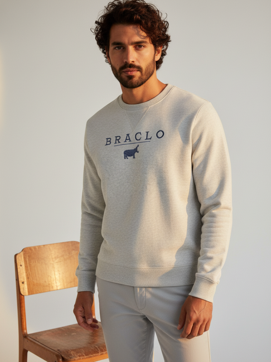 Grey Melange Round Neck Sweatshirt