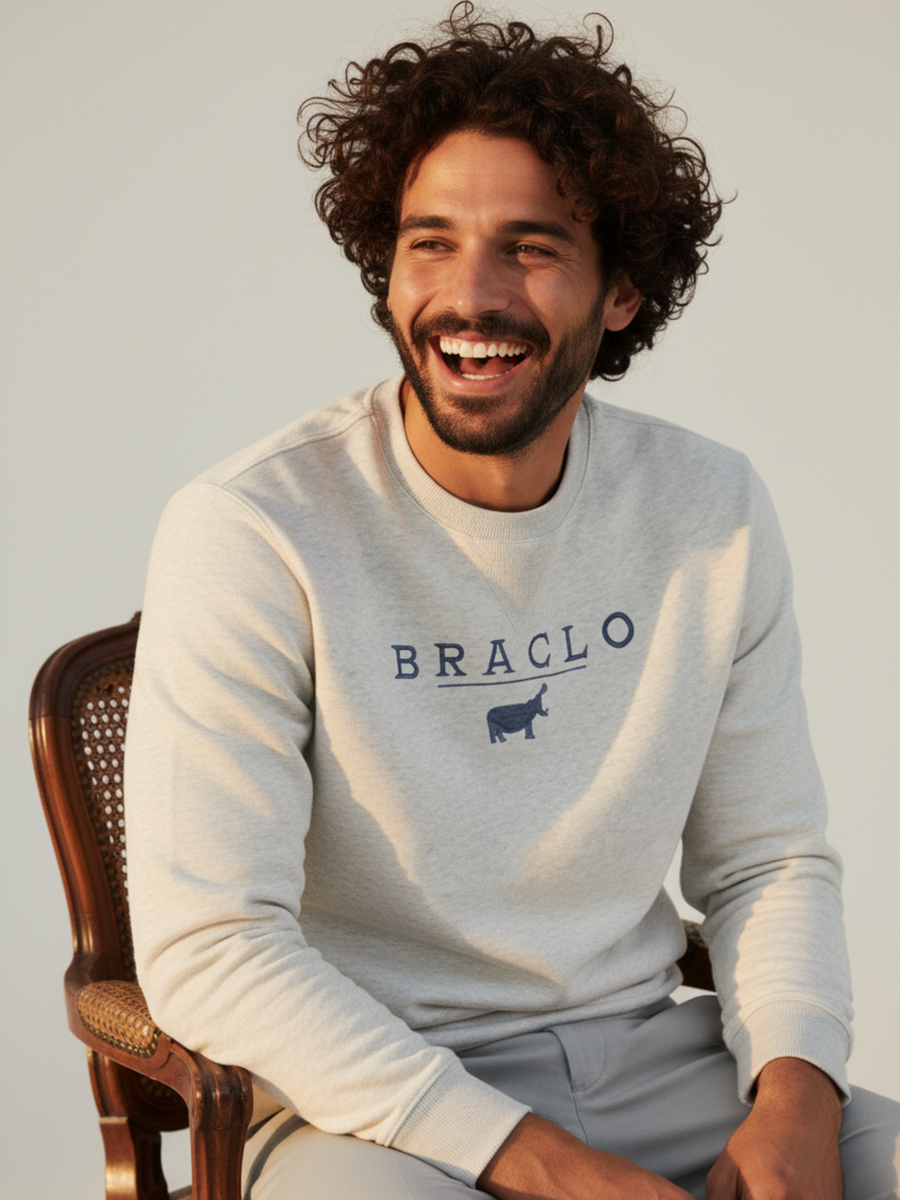 Grey Melange Round Neck Sweatshirt