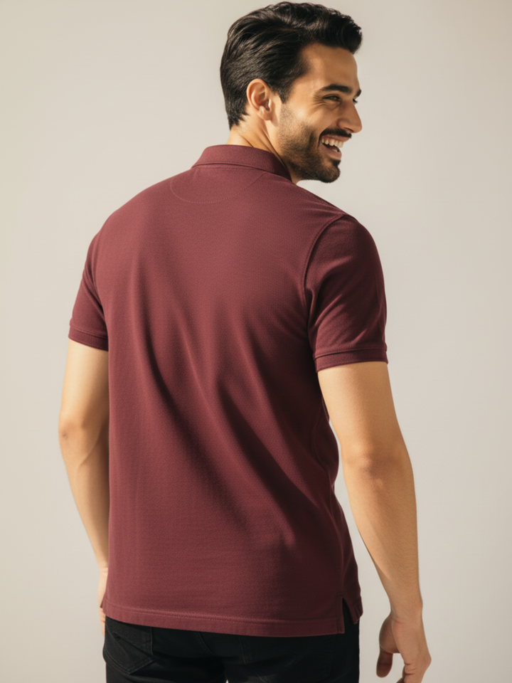 Textured Pique Polo Shirt (Gold Mark Embroidery) - Braclo