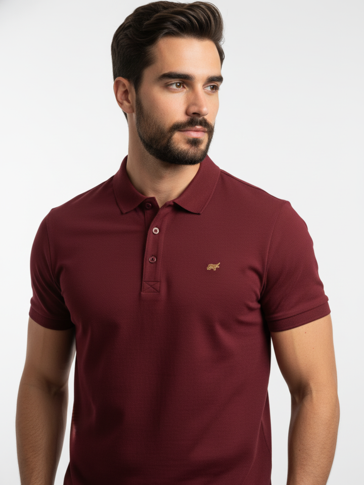 Textured Pique Polo Shirt (Gold Mark Embroidery) - Braclo