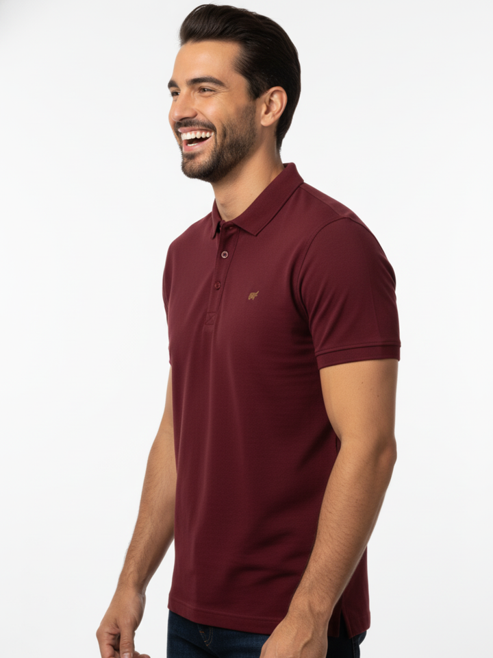 Textured Pique Polo Shirt (Gold Mark Embroidery) - Braclo