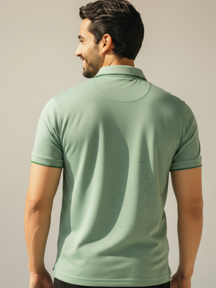 Textured Polo Pastel Green Shirt - Braclo