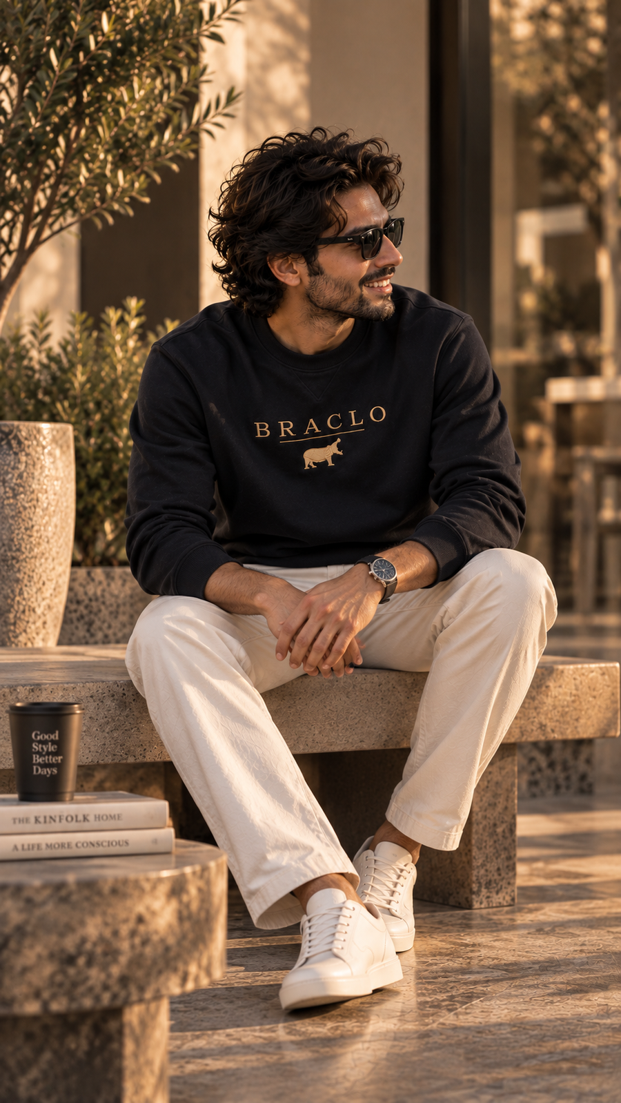 Black Round Neck Sweatshirt