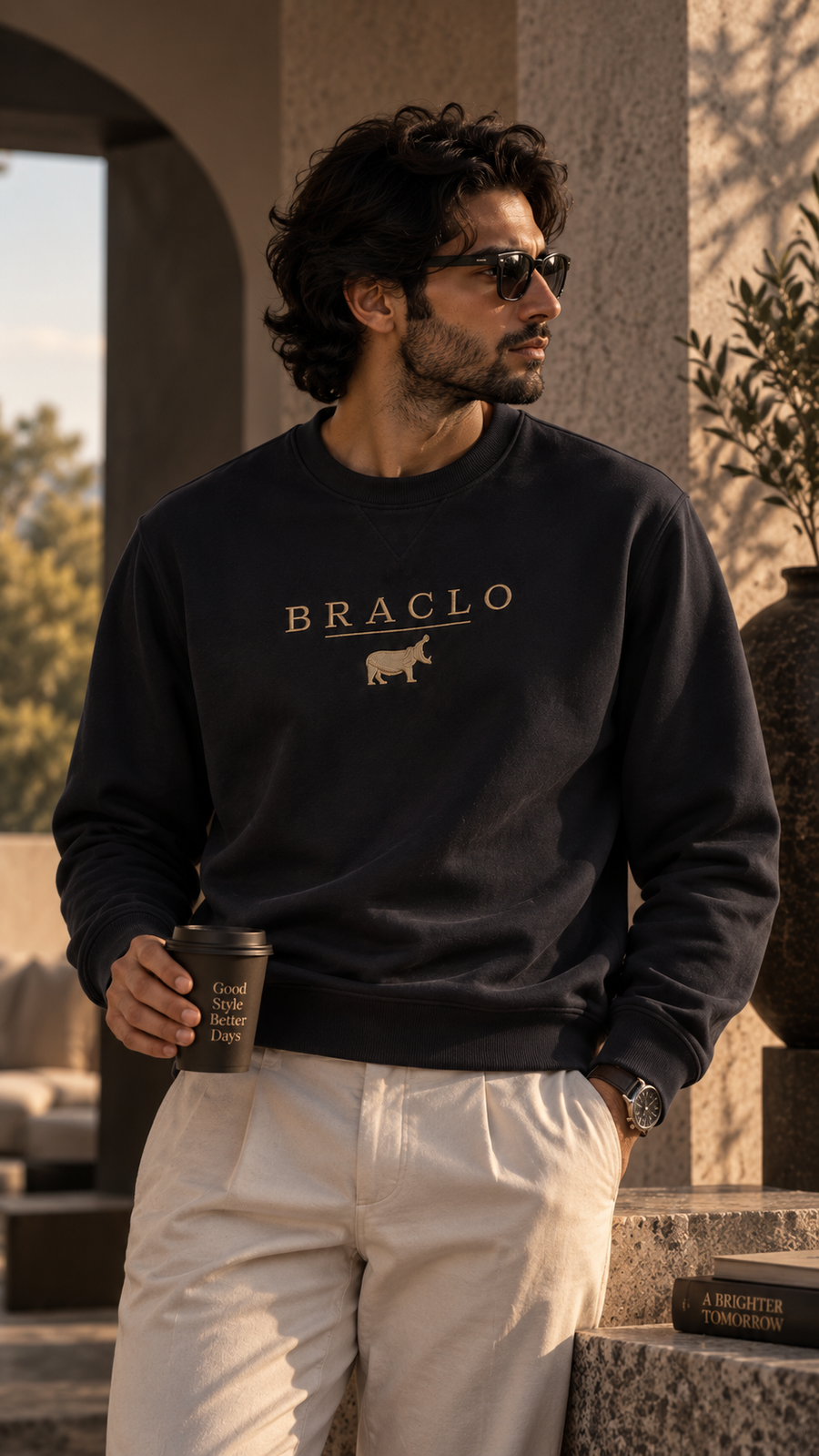 Black Round Neck Sweatshirt