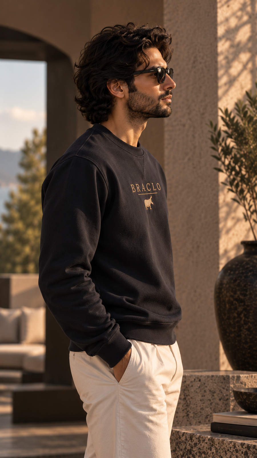 Black Round Neck Sweatshirt