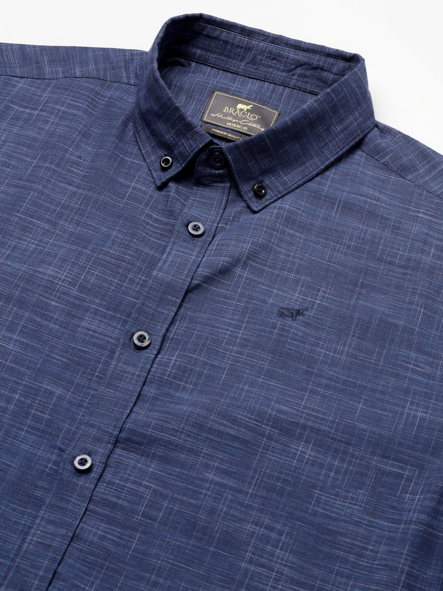 Navy Blue Printed Button Down Shirt