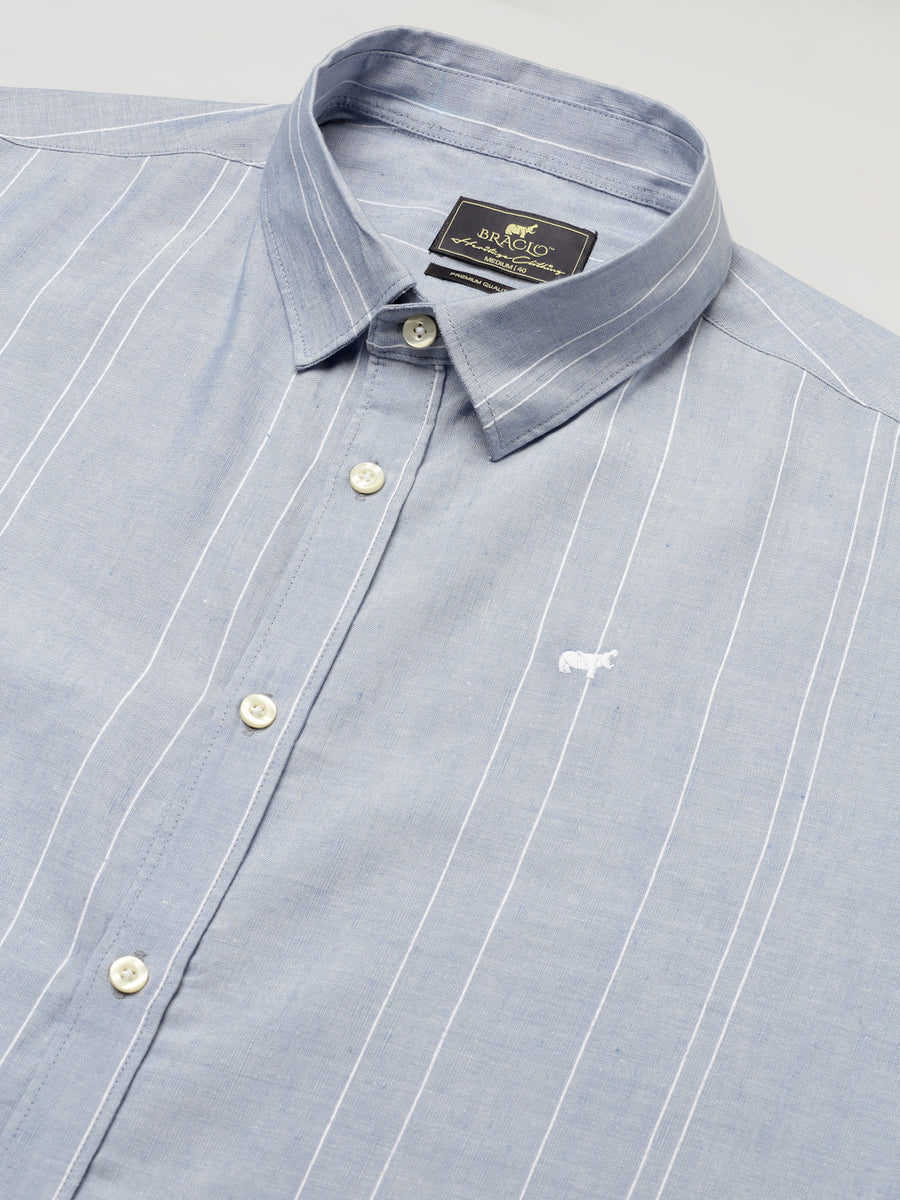 Skyblue Casual Linen Half Shirt