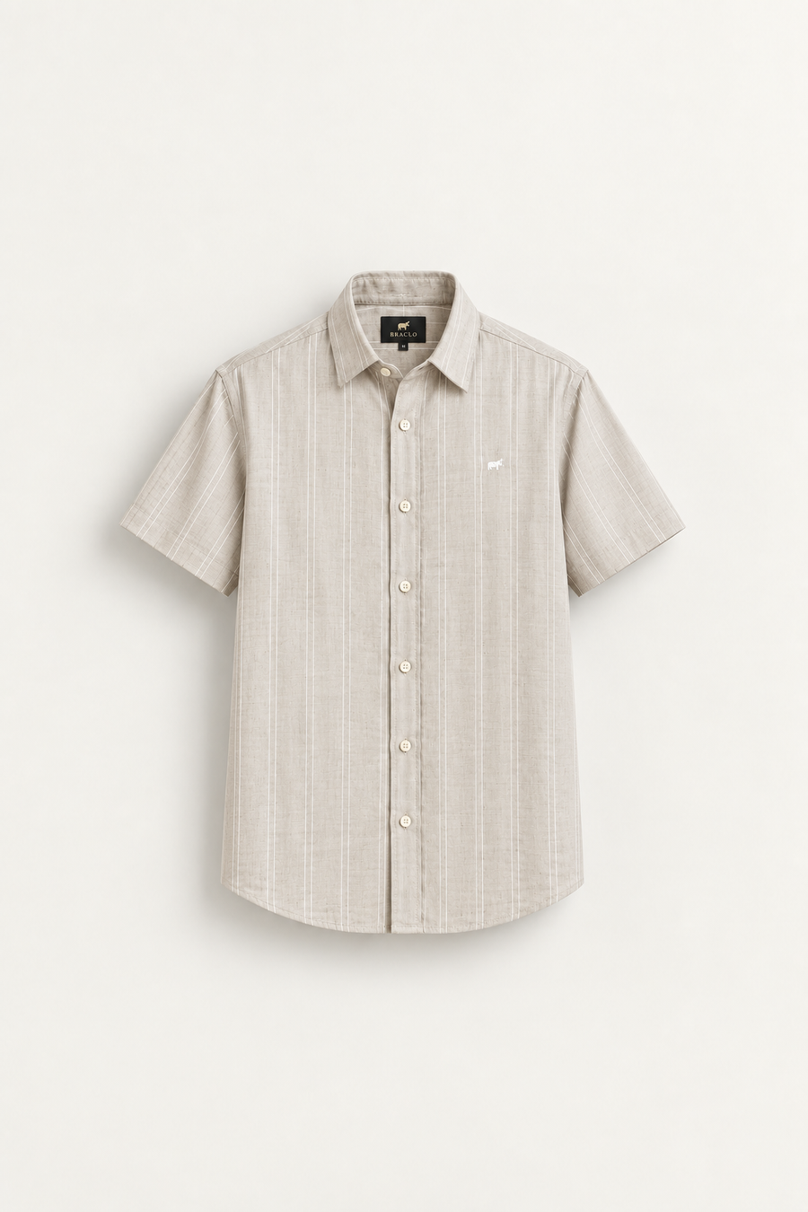 Beige Casual Linen Half Shirt