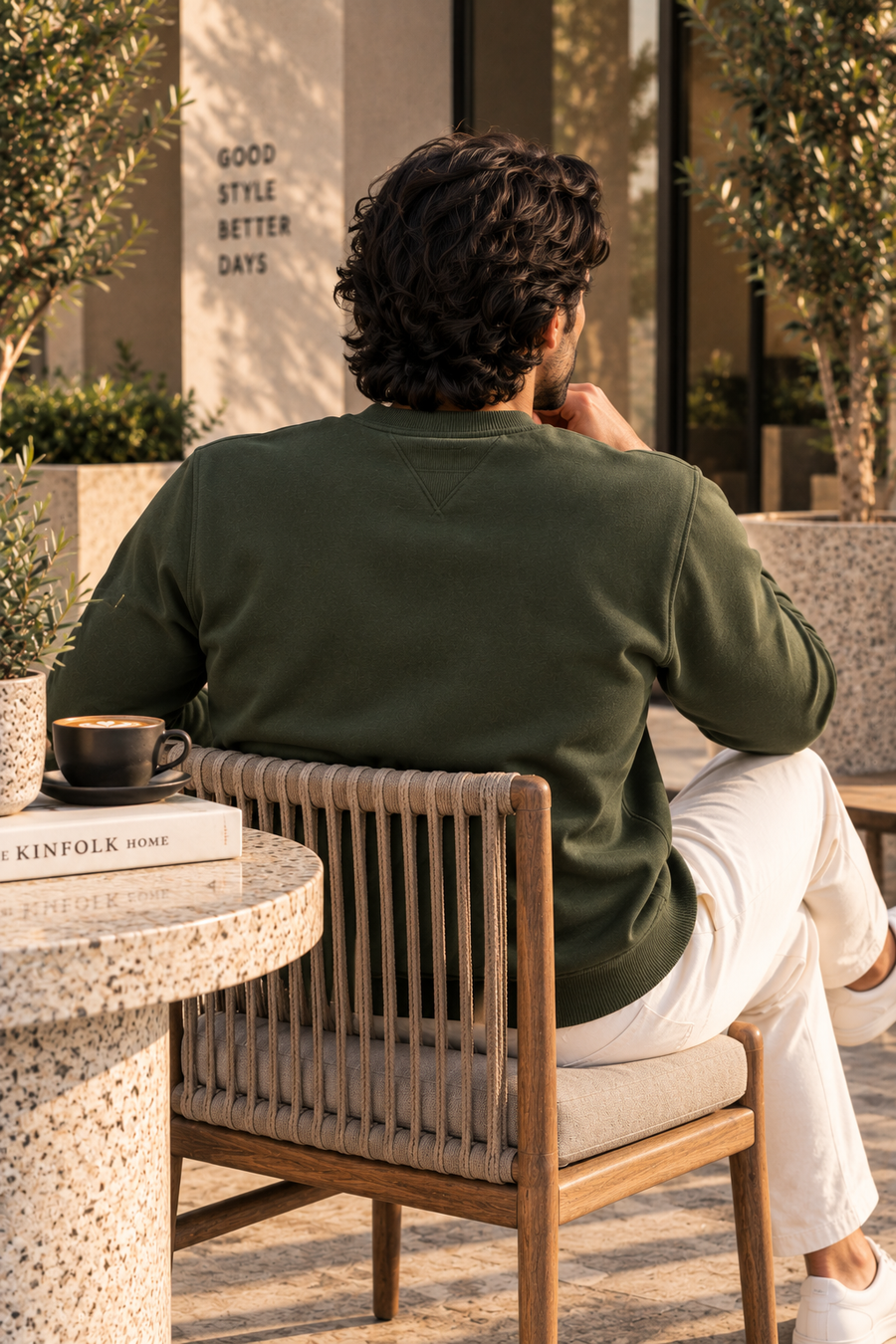 Olive Round Neck Sweatshirt