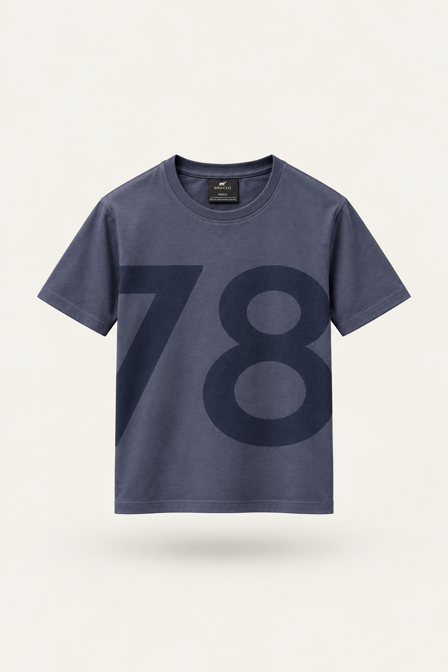 Blue Printed Round Neck Tshirt