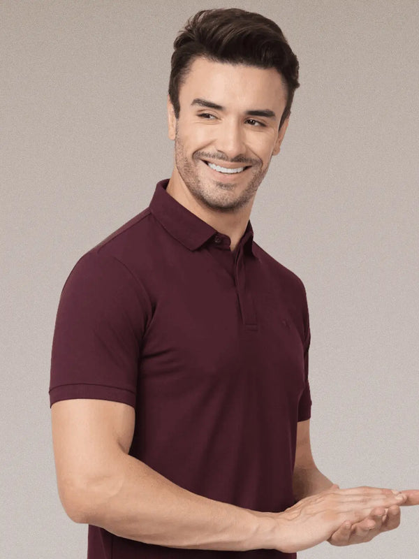 Maroon Solid Polo Shirt