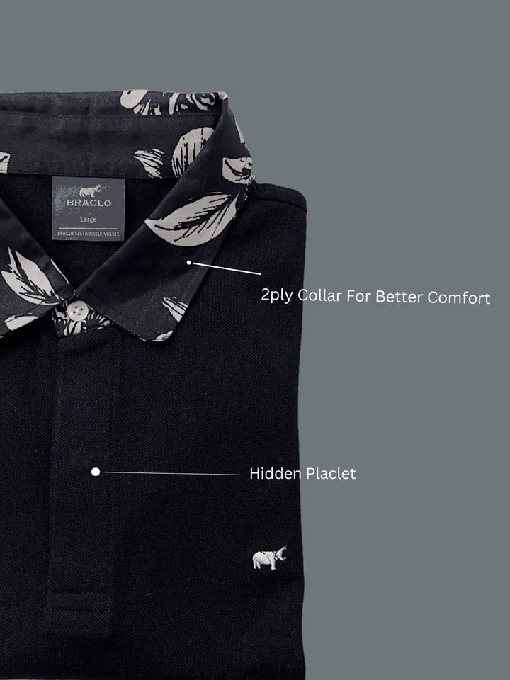 Black Printed Polo Shirt