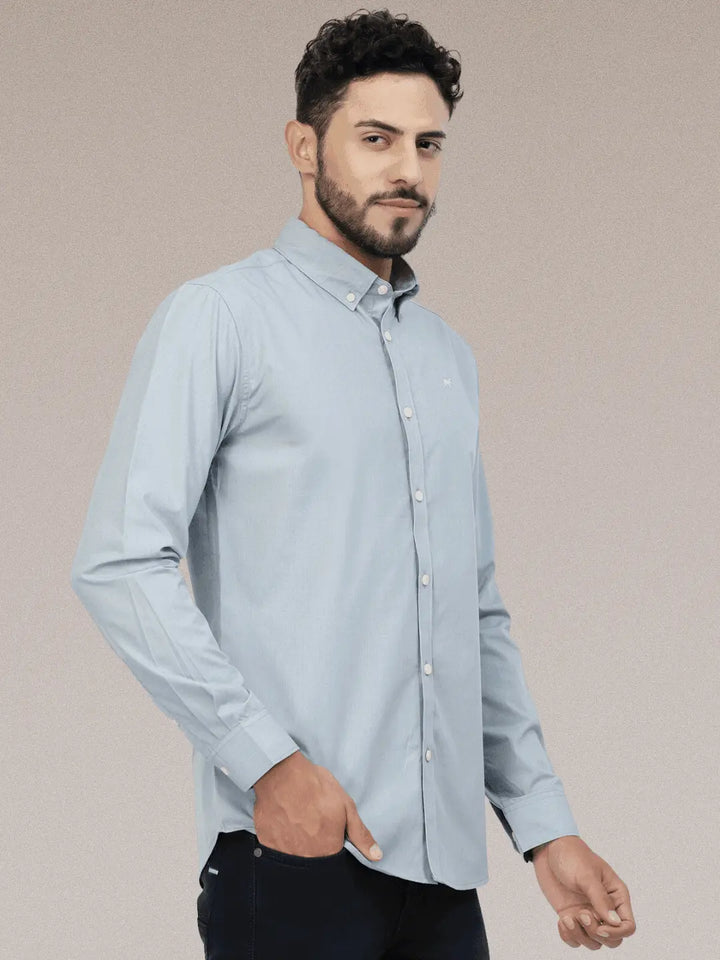 Ice Blue Causal Button Down Shirt