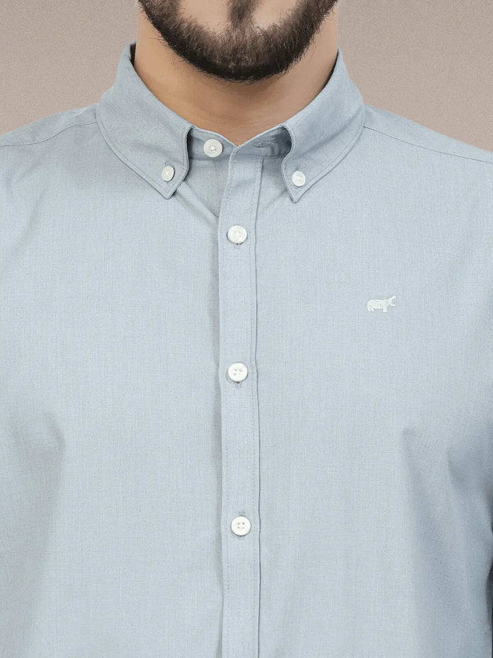 Ice Blue Causal Button Down Shirt