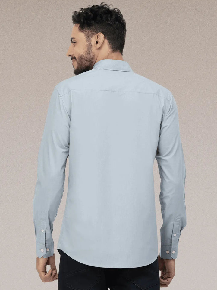 Ice Blue Causal Button Down Shirt