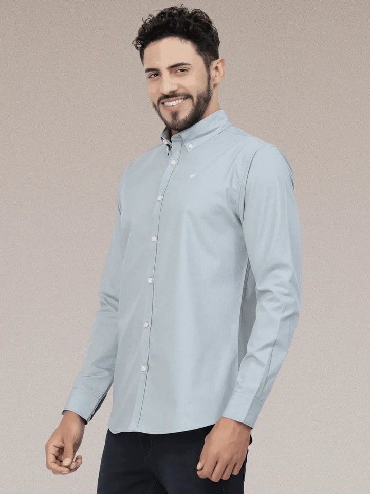 Ice Blue Causal Button Down Shirt