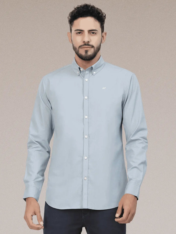 Ice Blue Causal Button Down Shirt