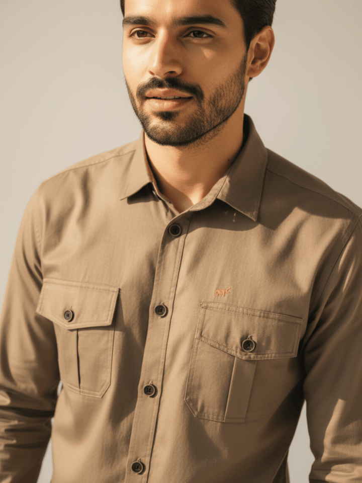Dust Brown Double Pocket Shirt - Braclo