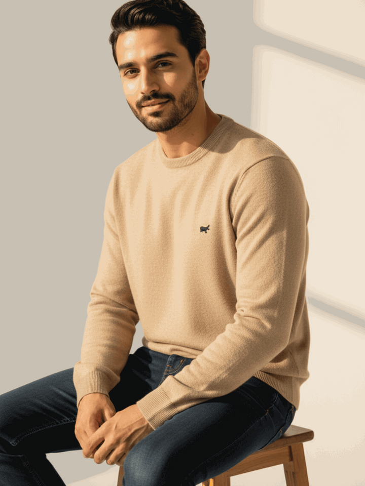 Beige Round Neck Sweater