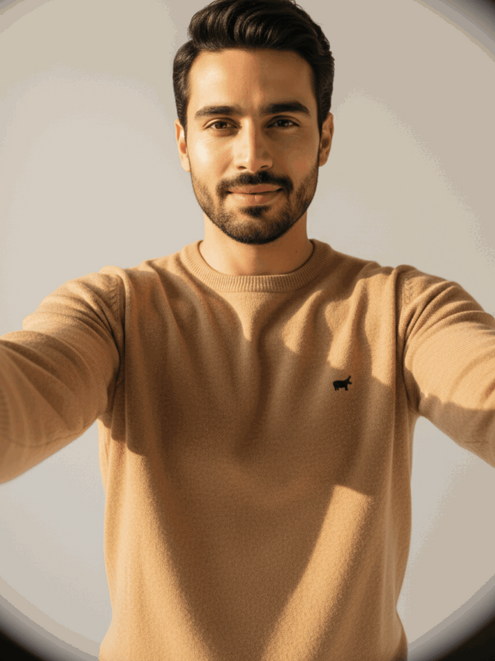 Beige Round Neck Sweater