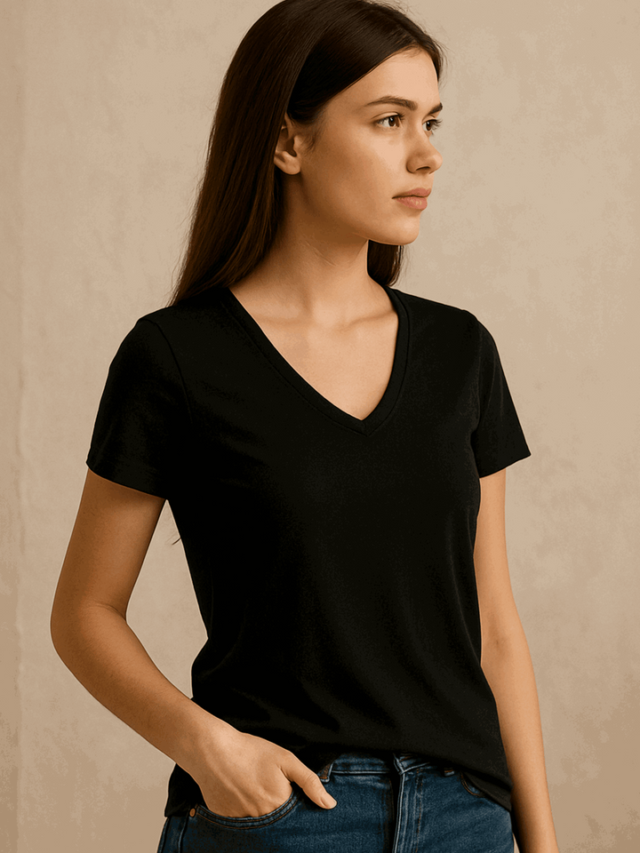 V-Neck Tshirt - Black