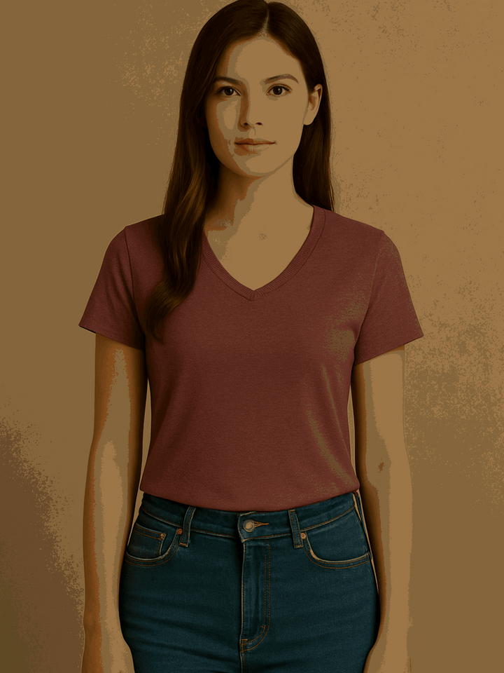V Neck Tshirt - Mauve