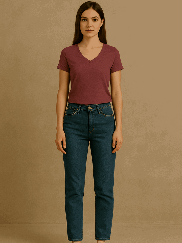 V Neck Tshirt - Mauve