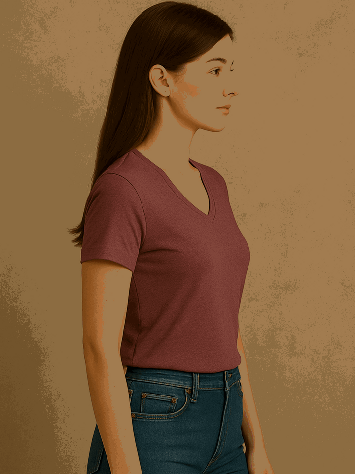 V Neck Tshirt - Mauve
