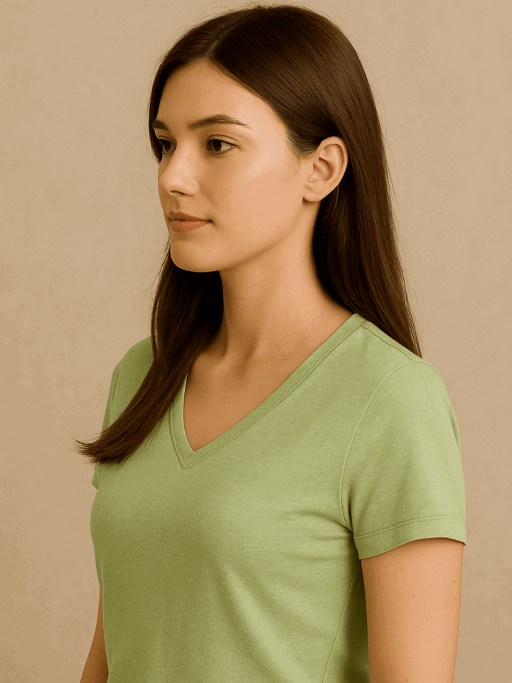 V Neck Tshirt - M.Green