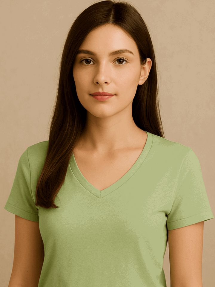 V Neck Tshirt - M.Green