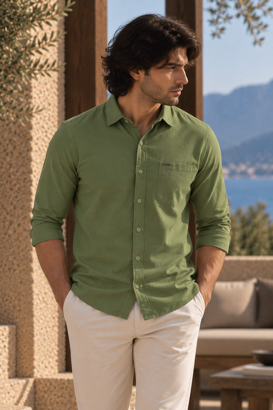 Olive Green Twill Shirt