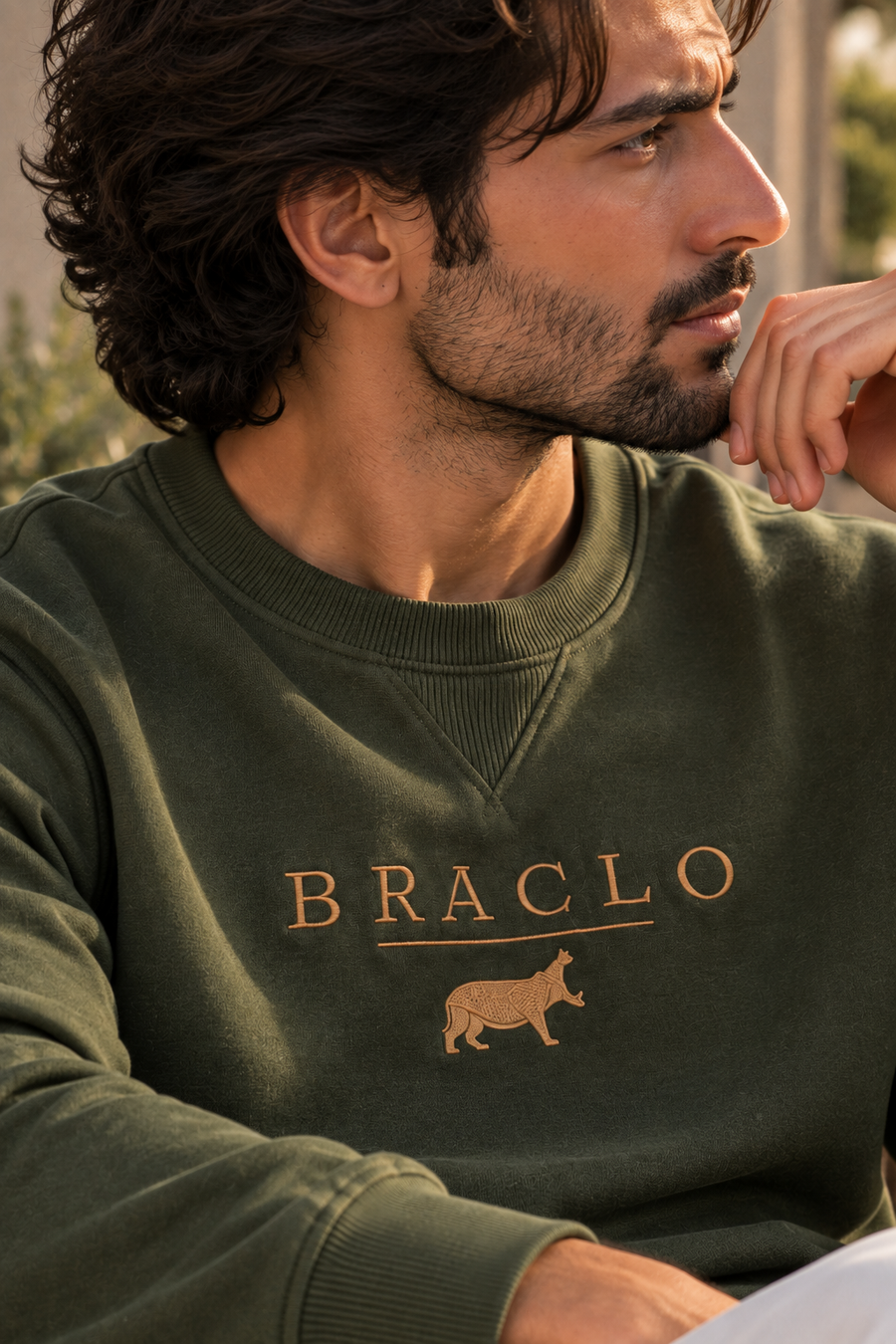 Olive Round Neck Sweatshirt