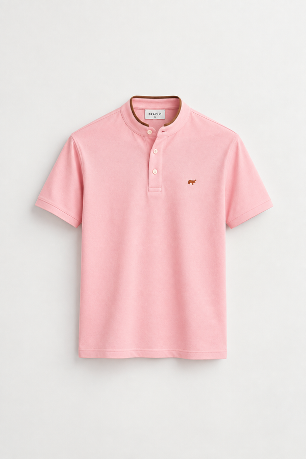 Pink Henley Polo Shirt