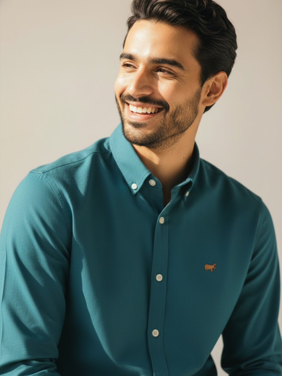 Teal Button-Down Shirt