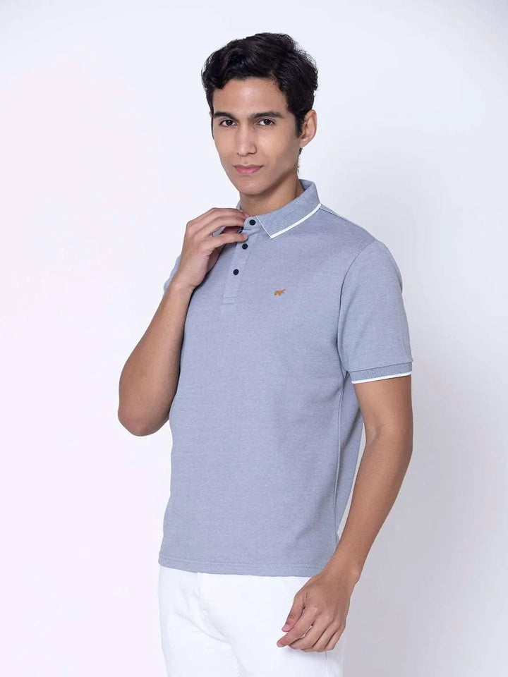 Textured Polo Argent Blue Shirt
