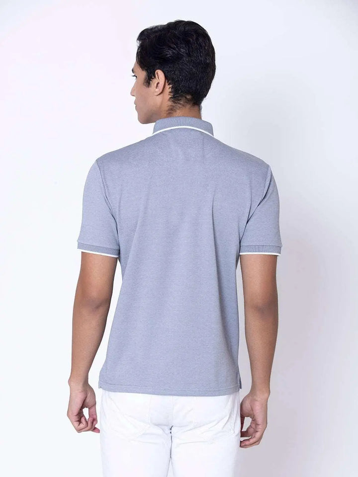 Textured Polo Argent Blue Shirt