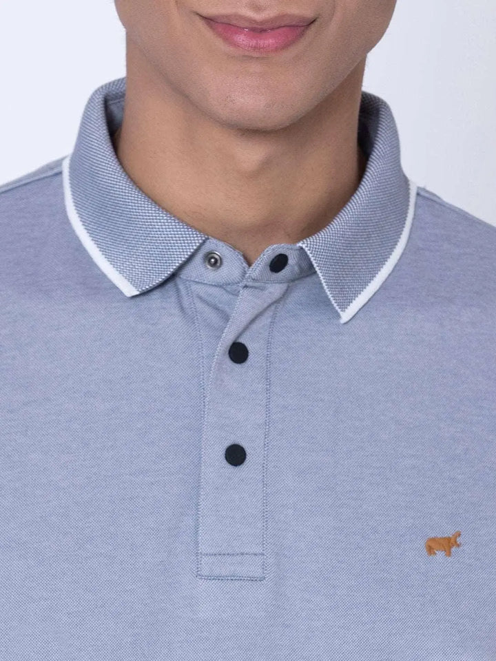 Textured Polo Argent Blue Shirt